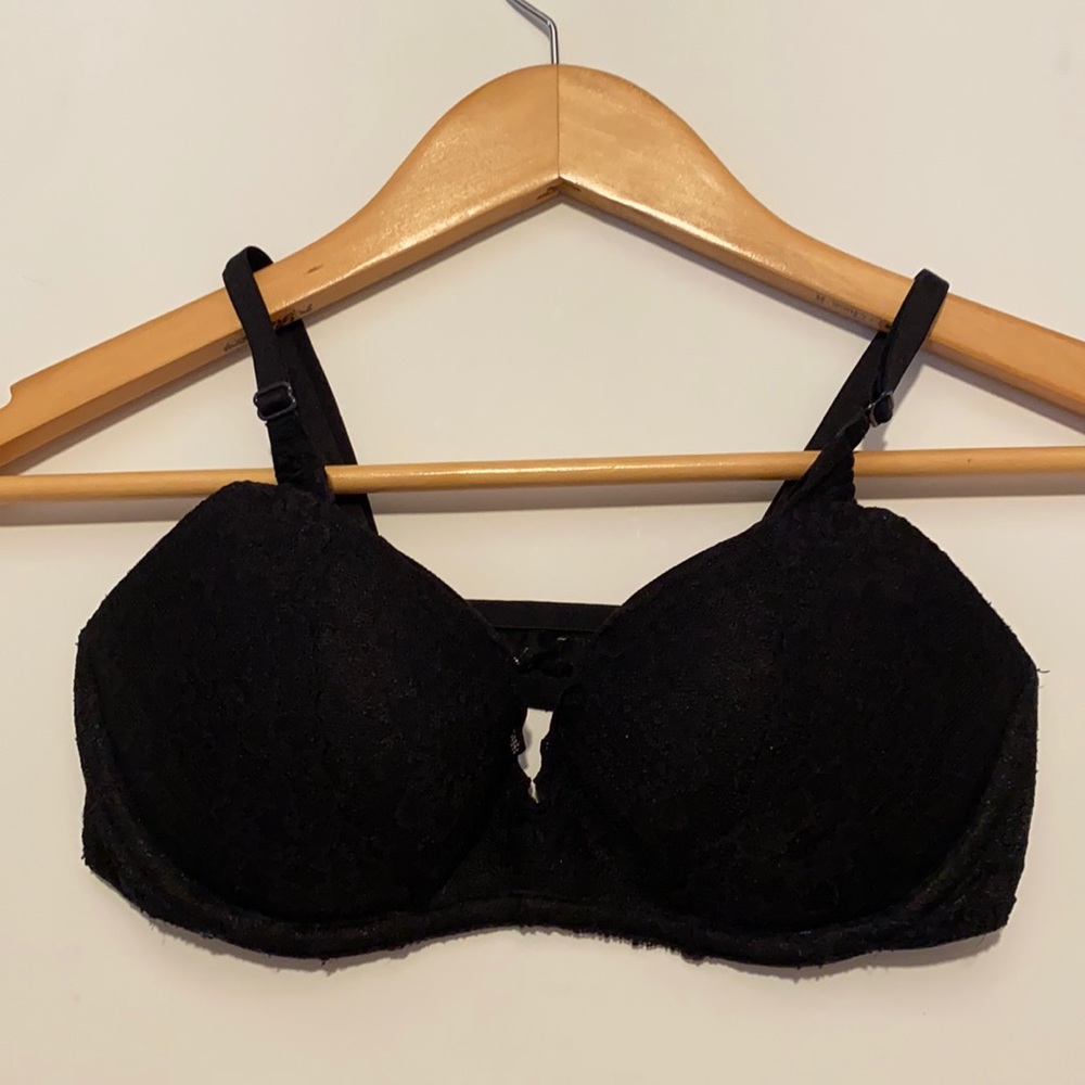 PINK black lace bralette size S
